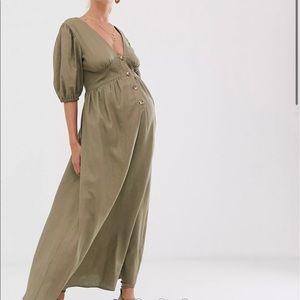 NWT ASOS Maternity Olive Cross Back Maxi Dress